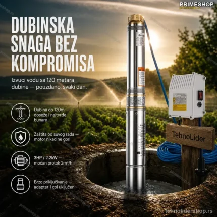 Dubinska Pumpa za Bunar sa Kontrolerom – 3HP / 2.2kW