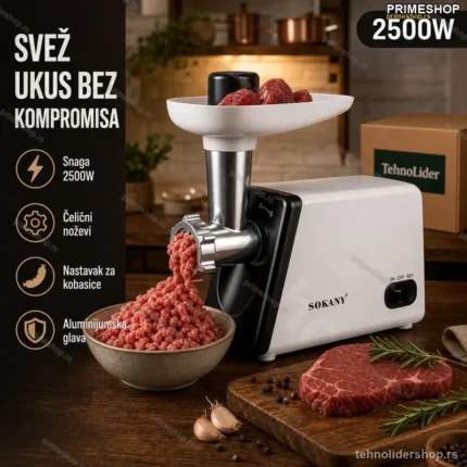 Električna Mašina za Mlevenje Mesa 2500W — Domaće Mleveno Meso