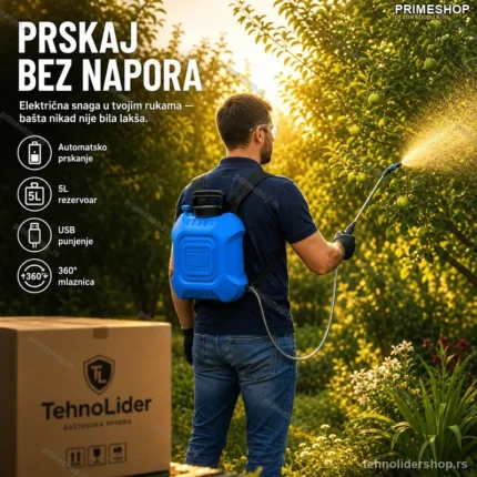 Električna prskalica 5L – bez ručnog pumpanja, sa gratis nastavcima