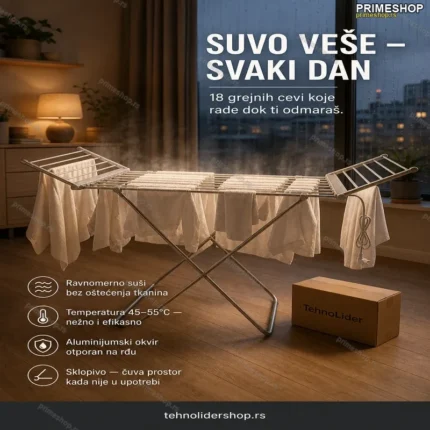 Električna Sušilica za Veš sa 18 Grejnih Cevi — Brzo Sušenje
