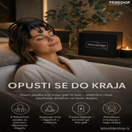 Električni Masažer za Glavu Octopus – 8 Fleksibilnih Pipaka za Opuštanje