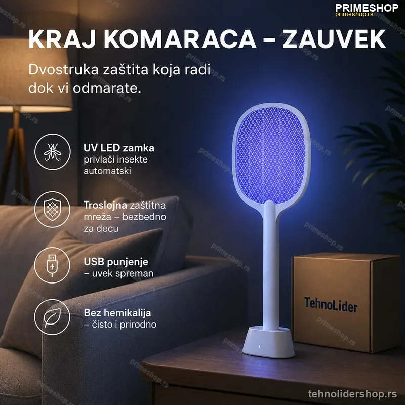Električni Reket za Komarce sa LED Zamkom – Efikasna Zaštita od Insekata Električni Reket za Komarce sa LED Zamkom – Efikasna Zaštita od Insekata