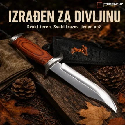 Elk Ridge lovački nož sa drvenom drškom i futrolom