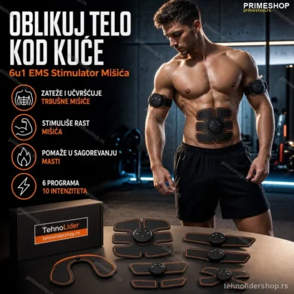 EMS Stimulator Mišića 6u1 – Smart Fitnes Uređaj za Oblikovanje Tela
