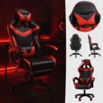 Ergonomska gaming stolica crveno-bela — nosivost 130 kg