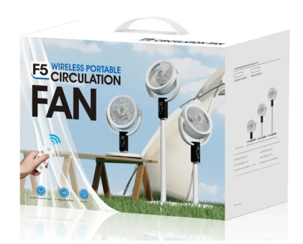 F5 Bežični Prenosivi Cirkulacioni Ventilator sa LED Osvetljenjem