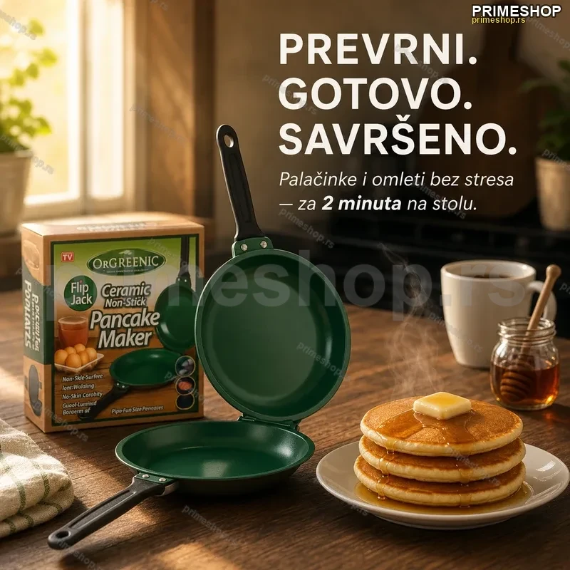Flip Jack Tiganj sa Dvostranim Pečenjem — Palačinke i Omlet za 2 Minuta Flip Jack Tiganj sa Dvostranim Pečenjem — Palačinke i Omlet za 2 Minuta