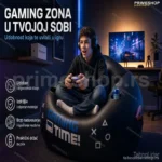 Gaming Fotelja na Naduvavanje za Decu i Tinejdžere sa Držačem za Čašu