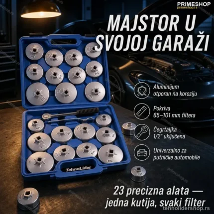 Garnitura Ključeva za Filter Ulja – Aluminijumski Set 23 Komada