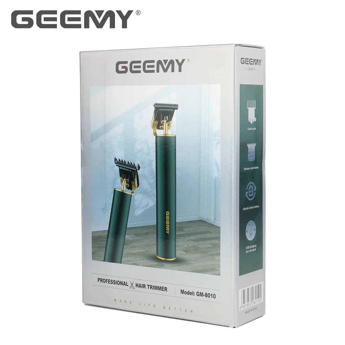Geemy GM-8010 mašinica za kosu i bradu sa USB punjenjem mašinica za bradu - prednja strana