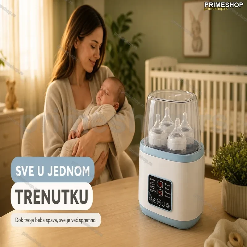 Grejač bebi flašica i sterilizator 8 u 1 — za formulu, sterilizaciju i kuvanje na pari Grejač bebi flašica i sterilizator 8 u 1 — za formulu, sterilizaciju i kuvanje na pari