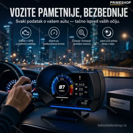 Head Up Displej za auto OBD2+GPS sa alarmom za prekoračenje brzine P6