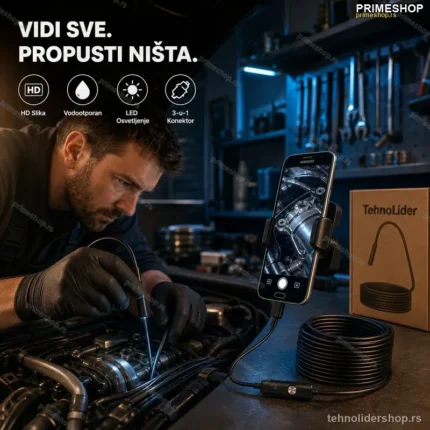Industrijska Endoskopska Kamera HD – Inspekcija Cevi i Motora