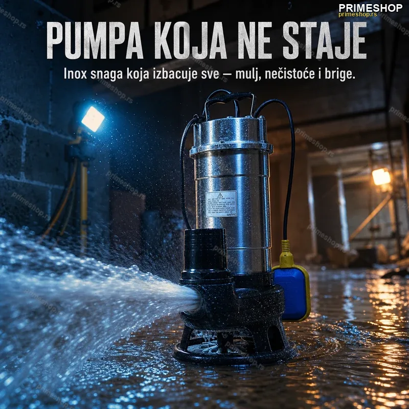 Inox muljna pumpa sa seckalicom i plivajućim prekidačem 2.6kW Inox muljna pumpa sa seckalicom i plivajućim prekidačem 2.6kW