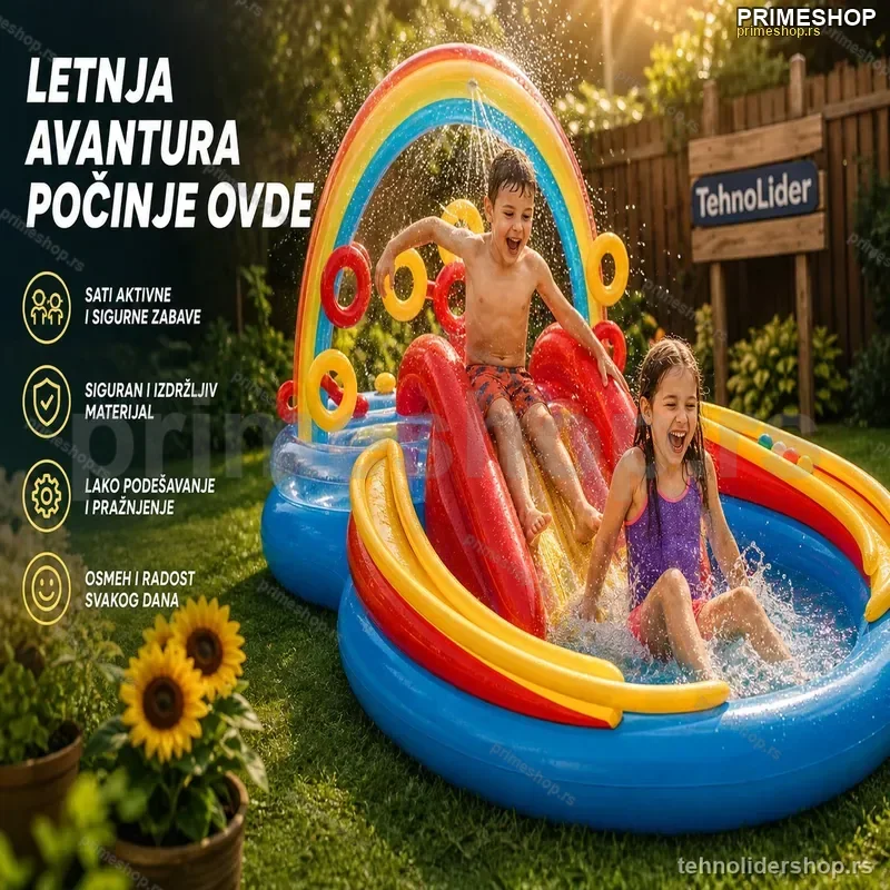 INTEX Rainbow Dečiji Vodeni Park na Naduvavanje – Tobogan i Prskalice (297x193x135 cm) INTEX Rainbow Dečiji Vodeni Park na Naduvavanje – Tobogan i Prskalice (297x193x135 cm)