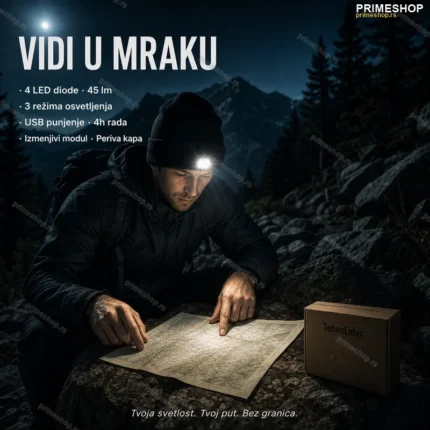 Kapa sa LED Svetlom – Crna | Punjiva, 3 Režima Osvetljenja
