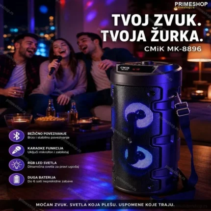 Karaoke Bluetooth zvučnik sa LED svetlom+mikrofon MK-8896