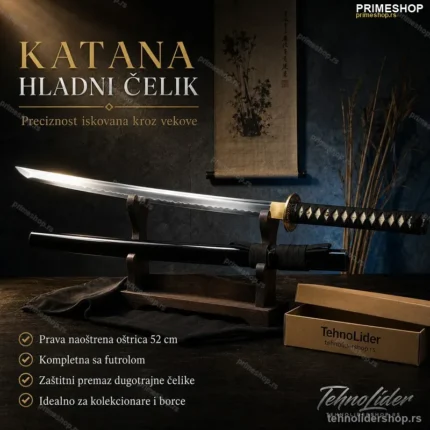 Katana Hladni Čelik 78 cm – Prava Oštrica sa Futrolom