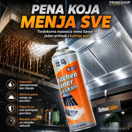 Kitchen Cleaner Foam Spray 500ml 1+1 GRATIS – Moćna pena za odmašćivanje kuhinje
