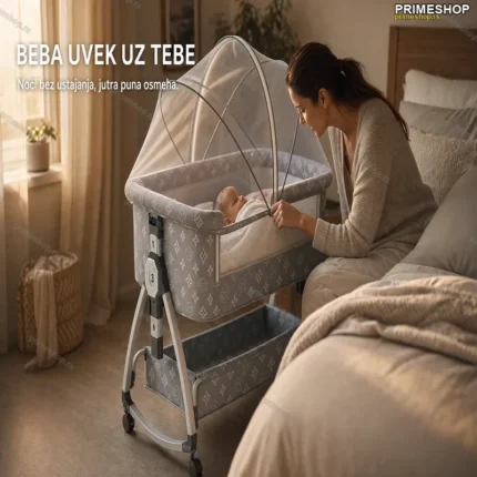Krevetac i kolevka za bebe 2u1 sa dušekom i komarnikom