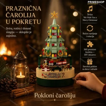 LEGO Rotirajuća Novogodišnja Muzička Jelka – DIY Set od 360 Delova sa Muzikom