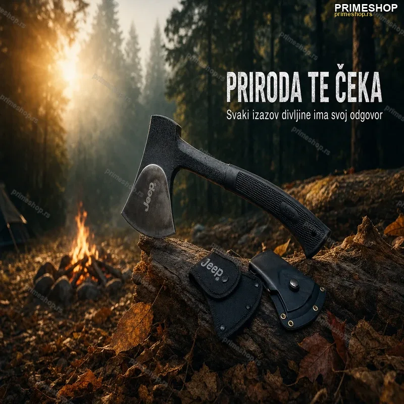 Lovačka Sekira JEEP za Kampovanje i Lov – 600g sa Futrolom