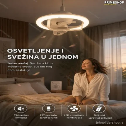 LumiFan LED Luster sa Ventilatorom E27 – Osvetljenje i Ventilacija u Jednom