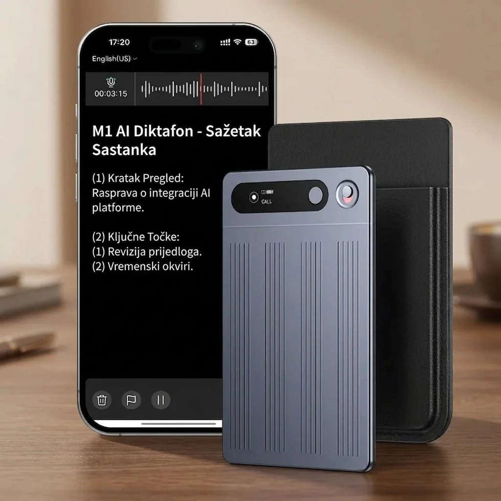 M1 AI Snimač Glasa sa Bluetooth-om i Auto-Transkripcijom AI diktafon - detalji