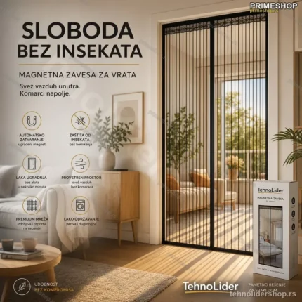 Magnetna Zavesa Protiv Insekata – Zaštita od Komaraca za Vrata 210×100 cm