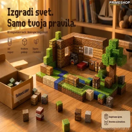 Magnetne Magične Kocke – Set od 80 Delova za Kreativnu Igru i Gradnju