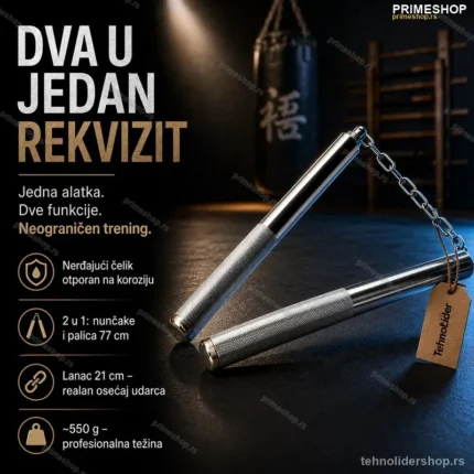 Metalne Nunčake od Nerđajućeg Čelika – 2 u 1 Palica i Nunčake
