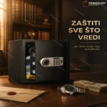 Metalni elektronski sef sa šifrom i ključevima 40×30×30,7