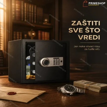 Metalni elektronski sef sa šifrom i ključevima 40×30×30,7