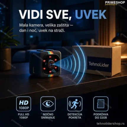 Mini Špijunska Kamera SQ11 1080P – Noćni Mod i Detekcija Pokreta