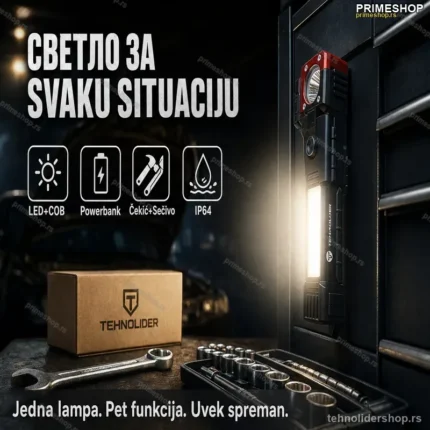 Multifunkcionalna LED Lampa sa Powerbankom, Čekićem i Sečivom — 5u1