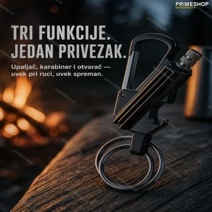 Multifunkcionalni Upaljač Privezak sa Karabinerom i Otvaračem za Flaše