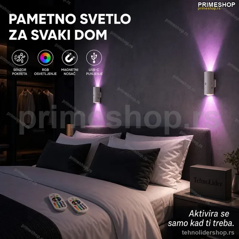 Pametna Zidna LED Lampa sa Senzorom Pokreta i RGB Osvetljenjem – Set 2 Komada Pametna Zidna LED Lampa sa Senzorom Pokreta i RGB Osvetljenjem – Set 2 Komada