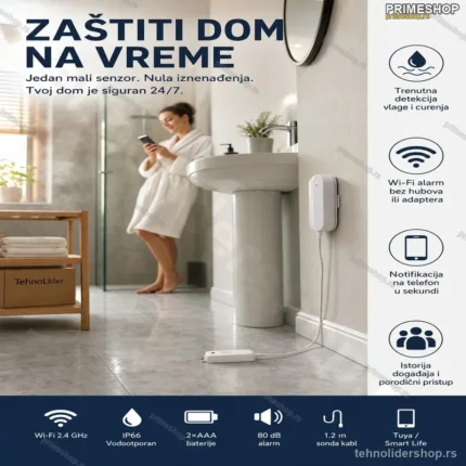 Pametni Wi-Fi Senzor Curenja Vode – Alarm i Notifikacija na Telefon