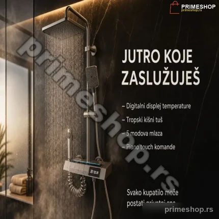 Premium Zidni Tuš sa Displejom i Dodacima – Luksuzni Set za Kupatilo