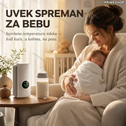 Prenosivi grejač za bebine flašice sa regulacijom temperature i baterijom 6000 mAh