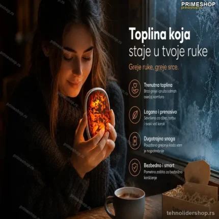 Prenosni Električni Grejač za Ruke – USB-C Punjenje, 4 Nivoa Temperature