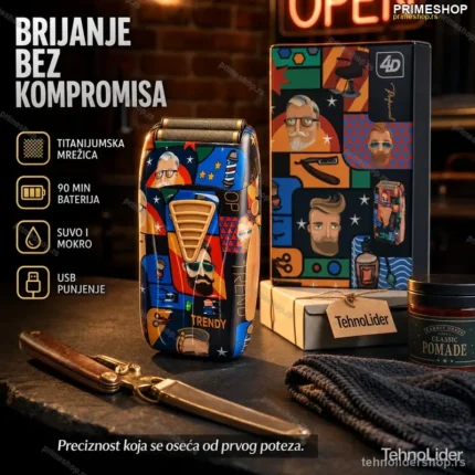 Profesionalni Električni Brijač za Muškarce – Suvo i Mokro Brijanje