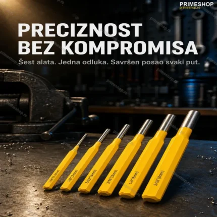 Profesionalni Set Probijača i Izbijača od Hromiranog Čelika – 6 Komada