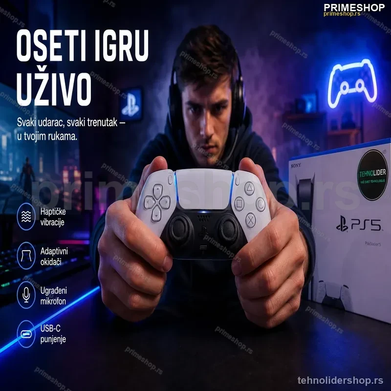 PS5 Kontroler DualSense Beli – Originalni Sony PlayStation 5 Džojstik