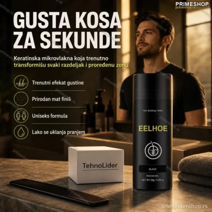 Puder za Gušću Kosu sa Keratinskim Mikrovlaknima – Crna i Tamno Braon
