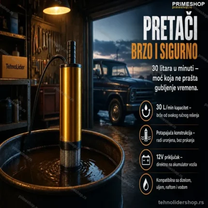Pumpa za Pretakanje Tečnosti – Potapajuća, 30 l/min (Gorivo, Ulje, Nafta)