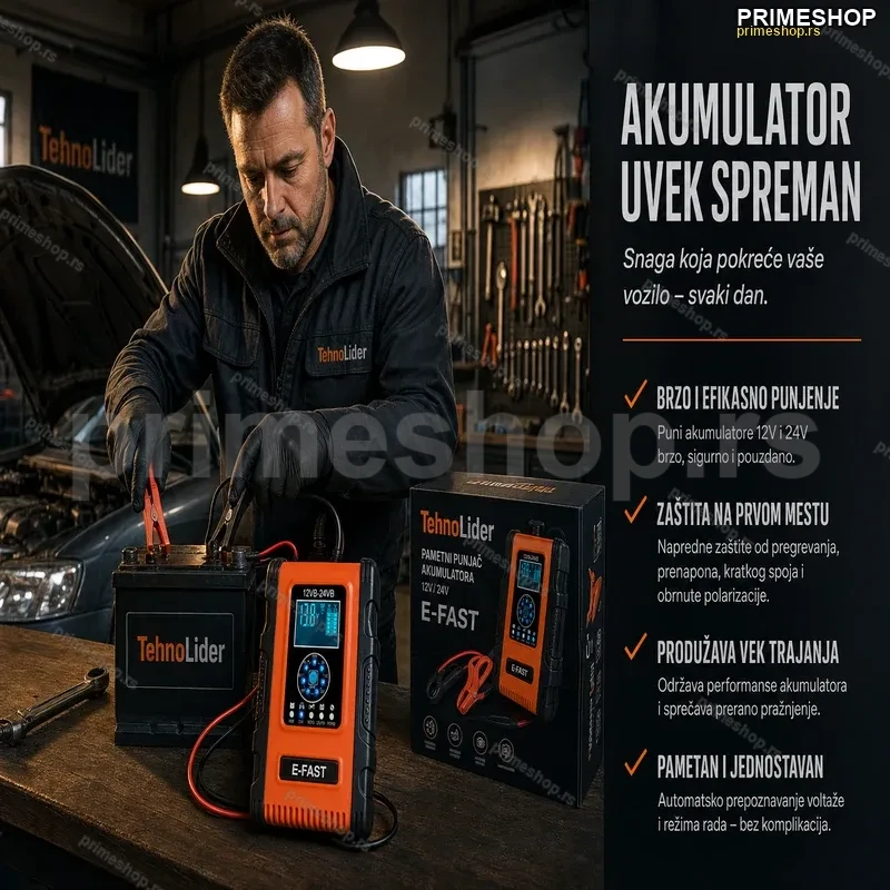 Punjač i održavač akumulatora 12V/24v sa 7 programa punenja Punjač i održavač akumulatora 12V/24v sa 7 programa punenja