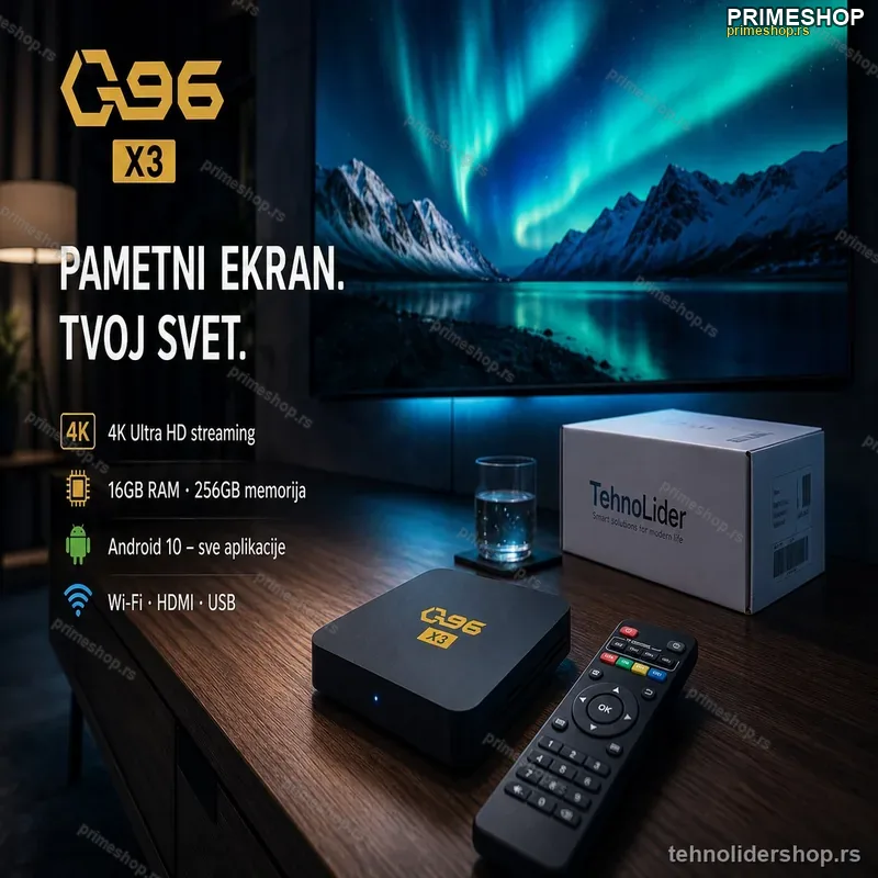 Q96 X3 Android TV Box 4K Ultra HD – 16GB RAM, 256GB Memorija