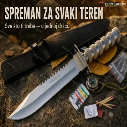 Rambo survival nož 35 cm sa kompasom i priborom za