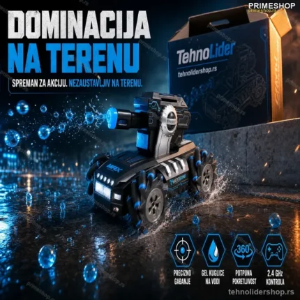RC Drift Tenk na Vodene Kuglice – 4x4, Upravljanje Pokretom Ruke, 360° Rotacija, LED Efekti
